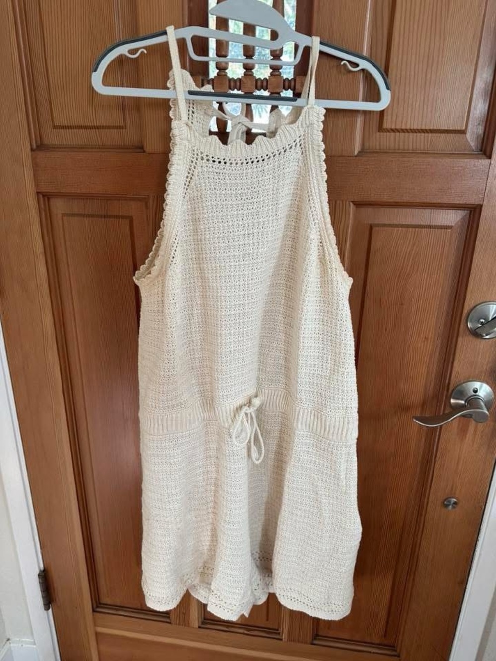 Universal Thread Cream Crochet Knit Romper